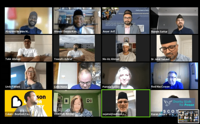 Charity Walk for Peace Scotland 2021 by Ansarullah – cheque presentation event