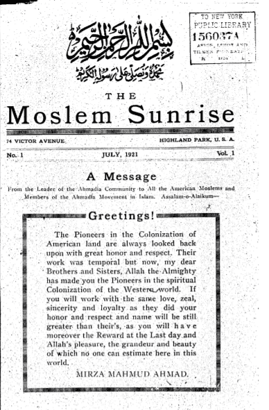 100 Years Ago… – Appreciation of The Moslem Sunrise and the Ahmadiyya Jamaat