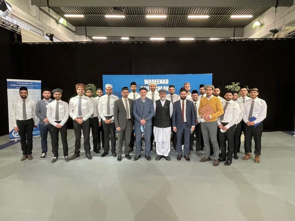 Germany Waqf-e-Nau doctors and medical students in audience with Hazrat Khalifatul Masih V