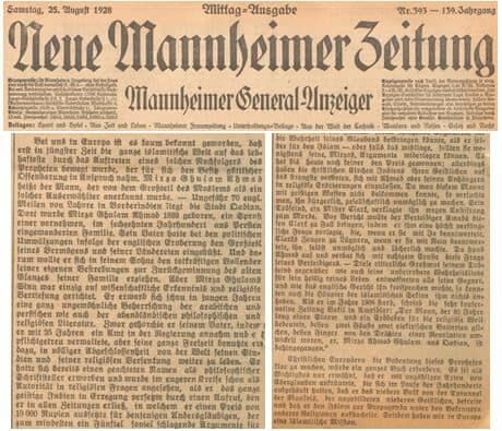 Islam Ahmadiyyat echoes in early 1900s German newspapers