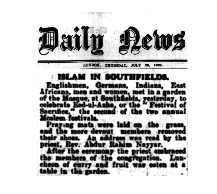 100 Years Ago… – Eid-ul-Adha in London, 1923