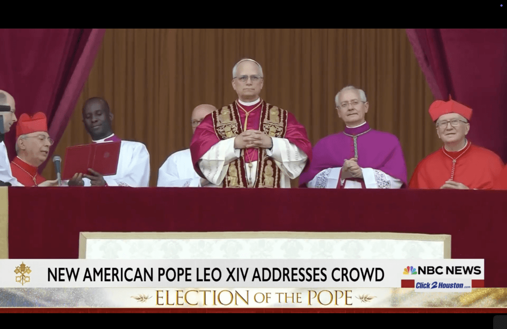 The announcement of Robert Prevost being the new Pope