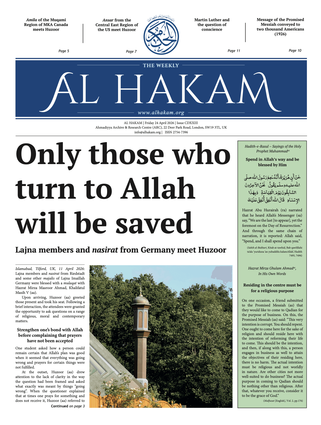 Only those who turn to Allah will be saved (Al Hakam – 24 April 2026)