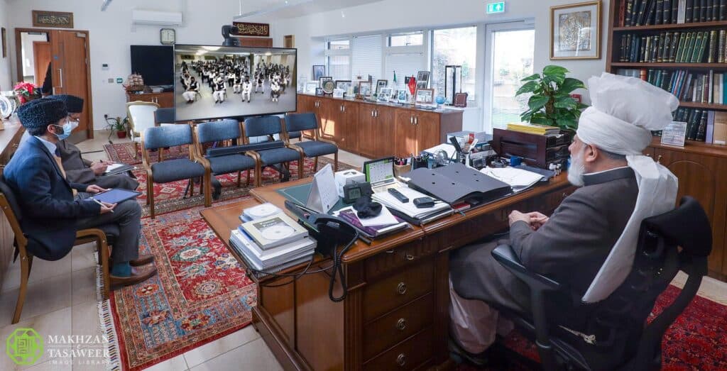 Members of Khuddam-ul-Ahmadiyya Germany who recently migrated to the country granted virtual mulaqat with Huzoor