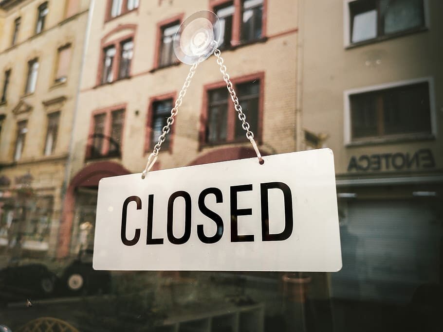 closed sign window glass