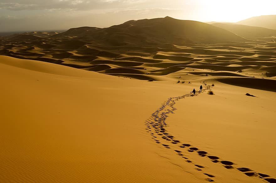 12desert landscape highland mountain sky view footprints sand outdoor