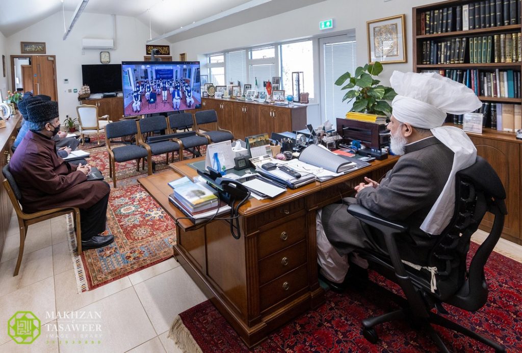 Your objective is to become devoted helpers of the Khalifa of the time: Students of Jamia Ahmadiyya Qadian have virtual audience with Huzoor 1 20210417 123113 55A1A6EB