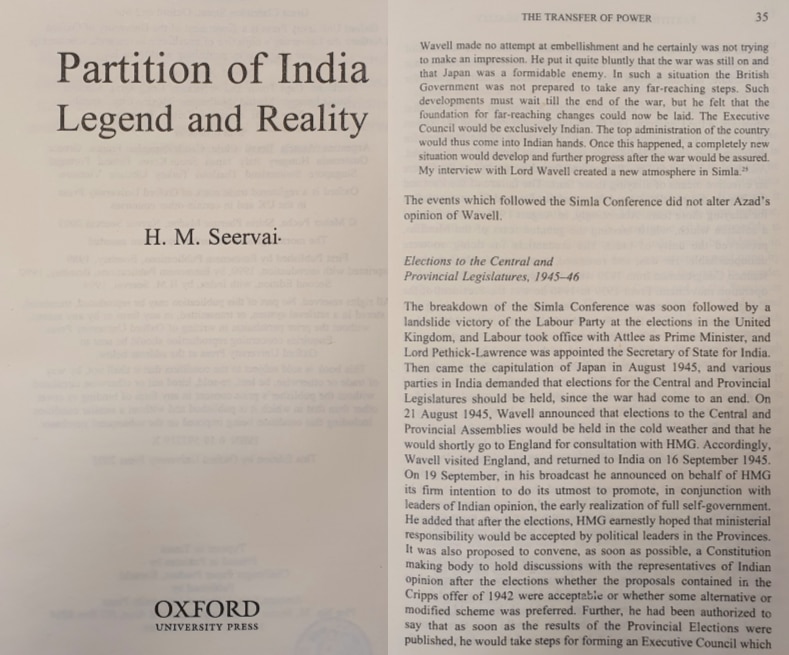 Partition of India Seervai