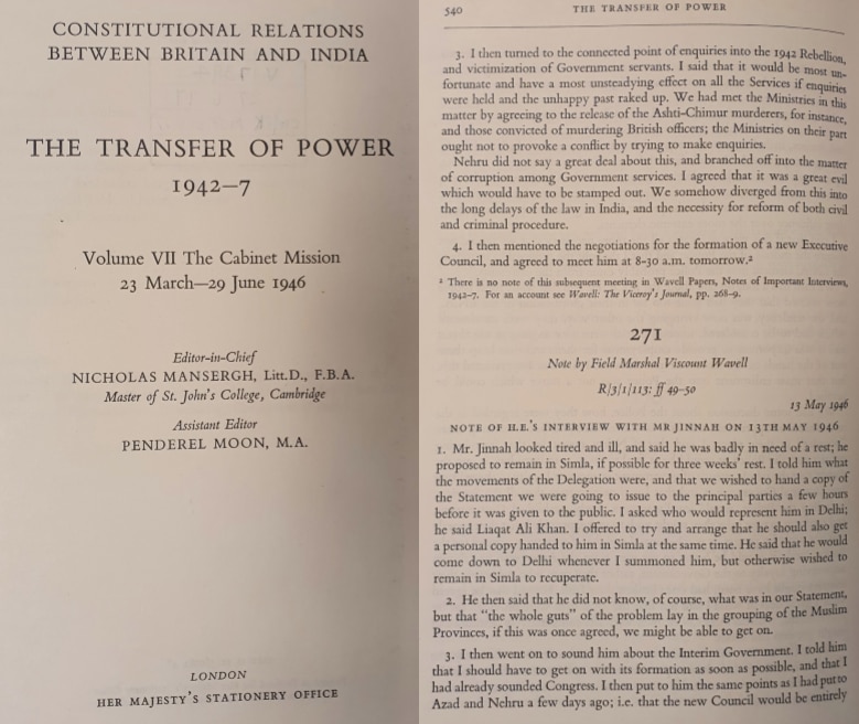 Transfer of Power Jinnah 13 May 1946