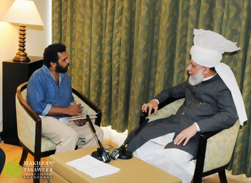 Hazrat Khalifatul Masih V atba being interviewed by Indian