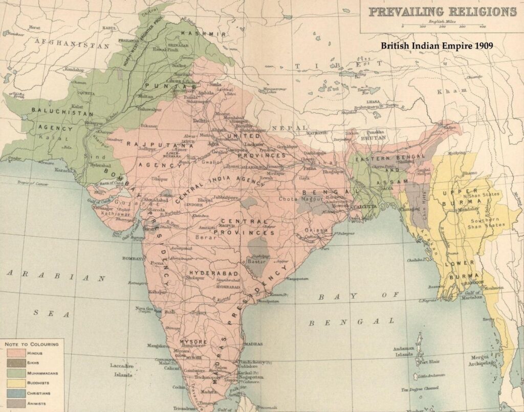 Anti-Islam rhetoric before and after Surma-e-Chashm-e-Arya: A glimpse into the Indian press 1 India religion map 1909 en