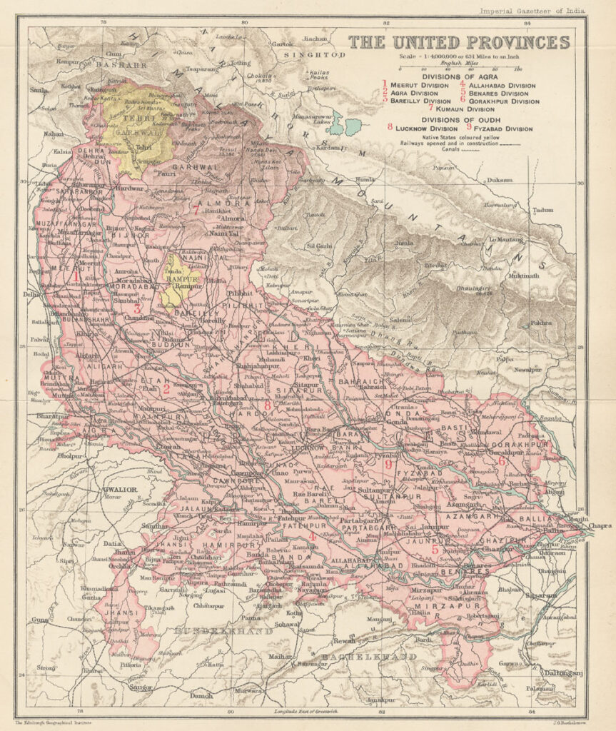 Map of the United Provinces from The Imperial Gazetteer of India 1907 1909 1