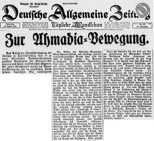 Islam Ahmadiyyat echoes in early 1900s German newspapers 2 1923 1