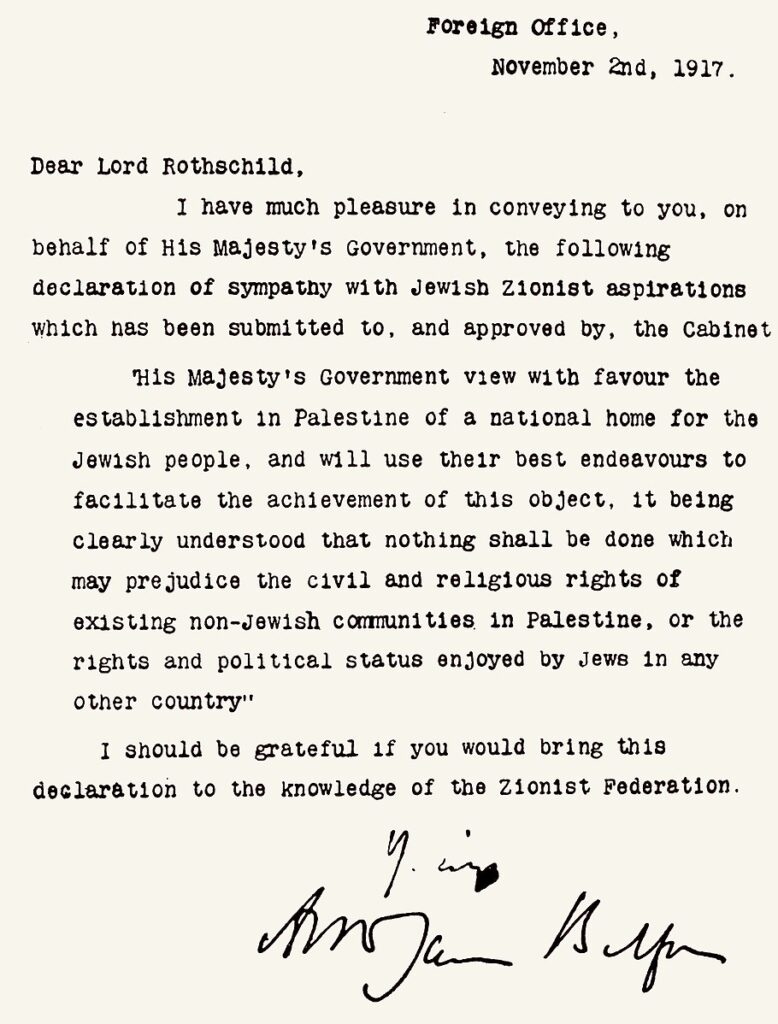 Balfour declaration unmarked
