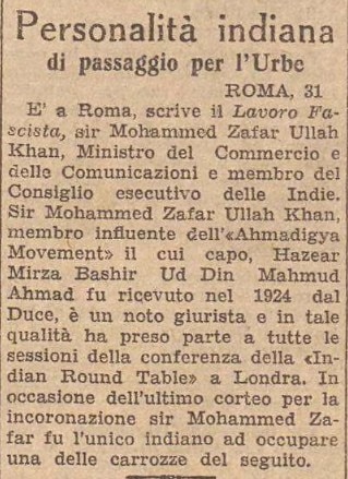 Islam in Italy and Tahrik-e-Jadid: The early years of the Ahmadiyya Mission and press coverage 9 Italy 1937