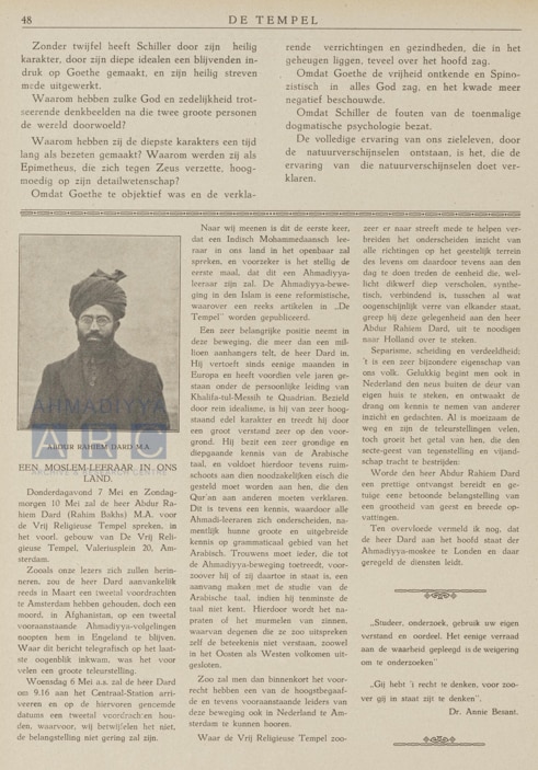 Hazrat Maulvi Abdur Rahim Dard’s historic visit to the Netherlands – 1926 or 1925? 9 dard Sahib 2