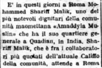 Islam in Italy and Tahrik-e-Jadid: The early years of the Ahmadiyya Mission and press coverage 8 gdgdasgreger