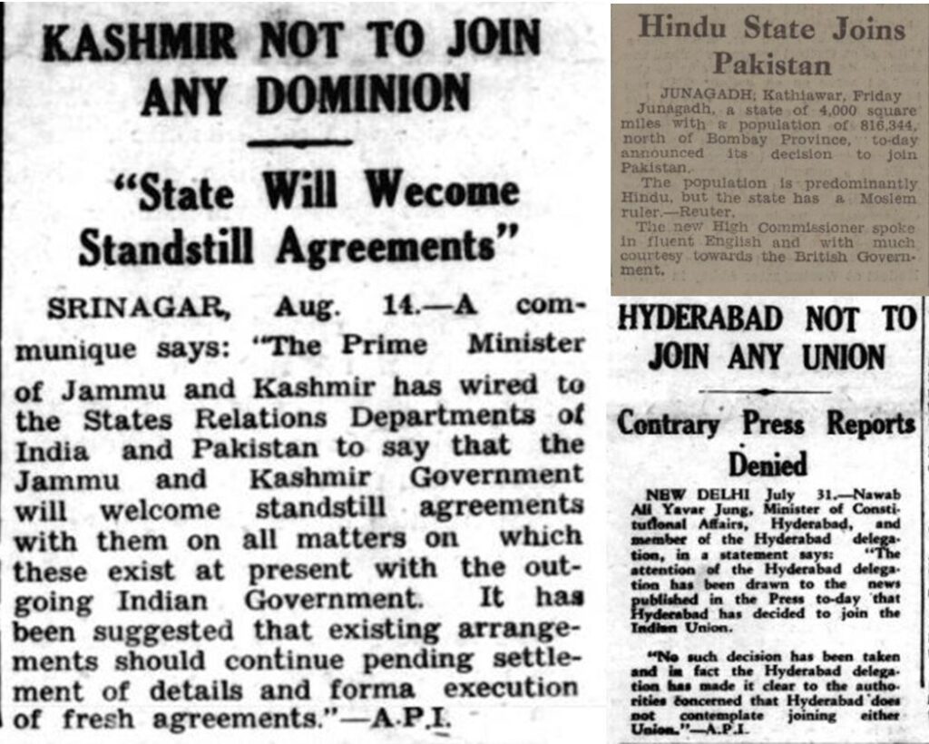 Two nuclear powers on the brink of war: A just and logical solution ignored in 1947 2 Kashmir Junagadh Hyderabad
