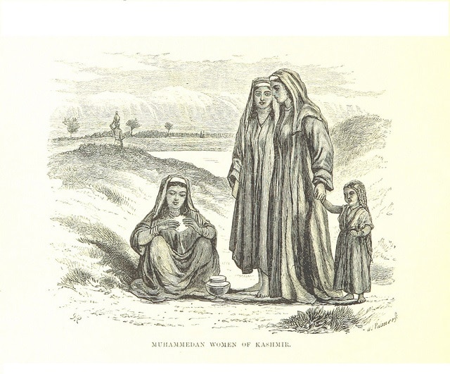 Lowering the gaze: Examining the Islamic ruling on men looking at non-mahram women 4 Kashmiri Muslim women in traditional long Phiran 1870