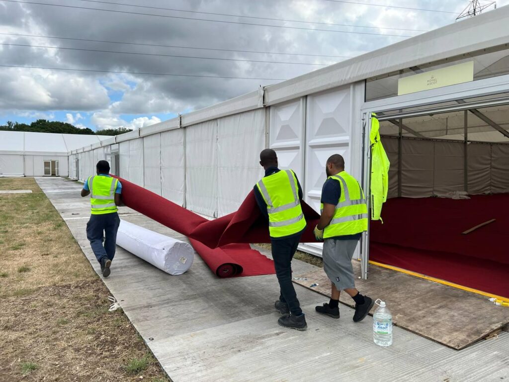 The hustle and bustle before Jalsa Salana UK 2025: Preparations in pictures 20 The carpet being laid down in the accommodation marquees