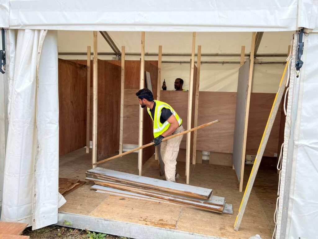 The hustle and bustle before Jalsa Salana UK 2025: Preparations in pictures 26 The structure of the toilets are being built from scratch
