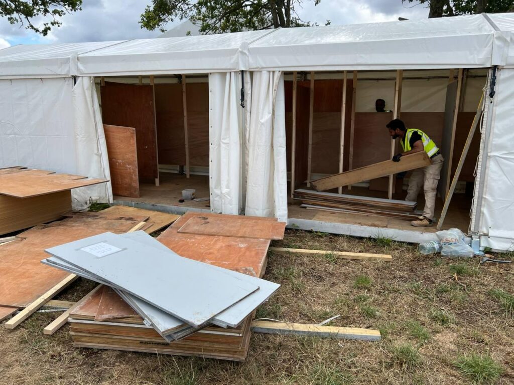 The hustle and bustle before Jalsa Salana UK 2025: Preparations in pictures 25 The structure of the toilets are being built from scratch