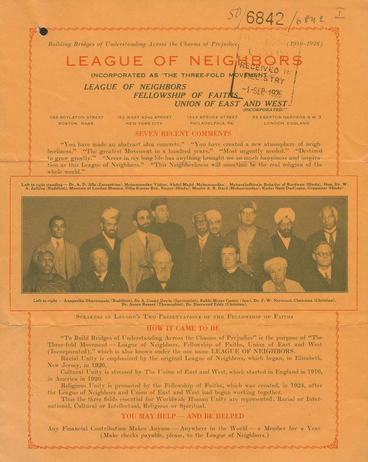 World Fellowship of Faiths in Chicago & London, 1930s: Hazrat Musleh-e-Maud’s messages and speeches by his representatives 3 Dard Sahib Photo
