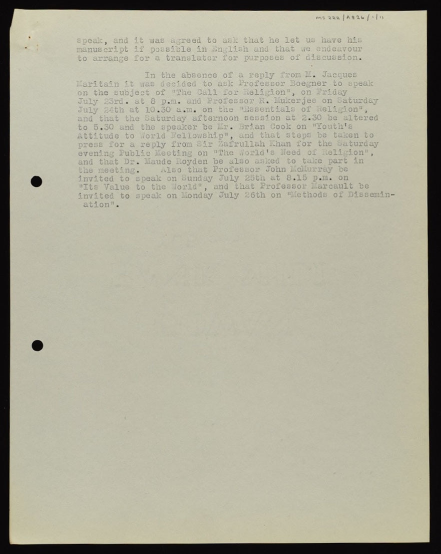 World Fellowship of Faiths in Chicago & London, 1930s: Hazrat Musleh-e-Maud’s messages and speeches by his representatives 17 Zafrulla Sahib 1937