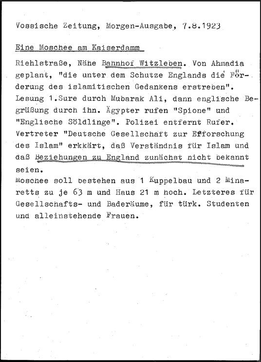 The Berlin Mosque of Germany and the European press 8 German Periodical